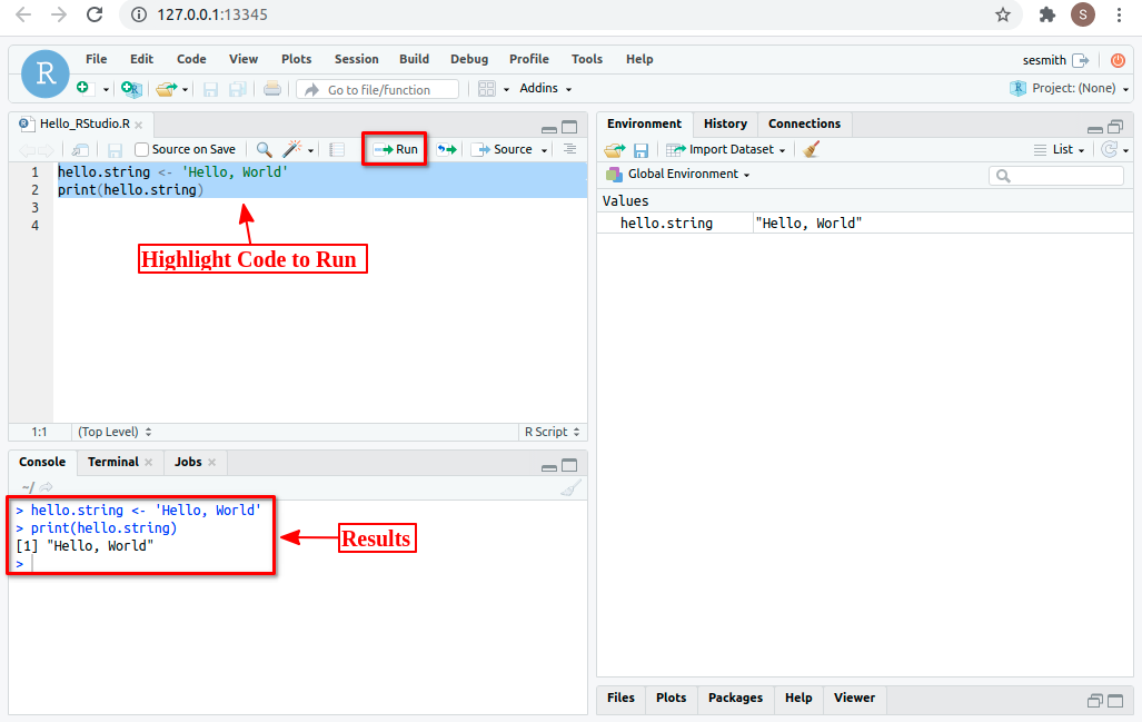 RStudio Hello World